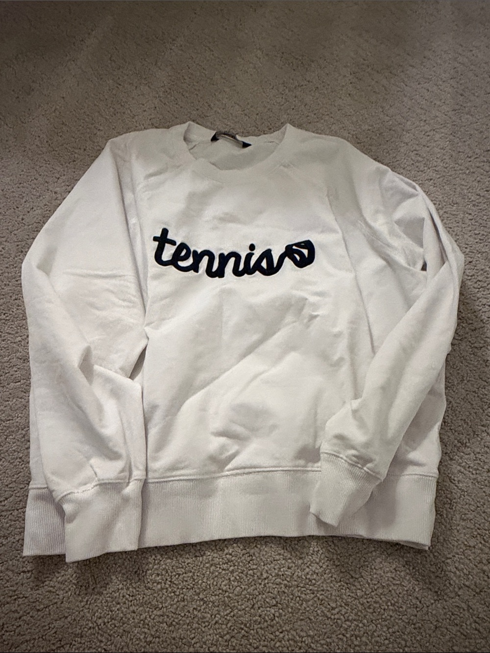 White 'Tennis' Graphic Crewneck Sweatshirt